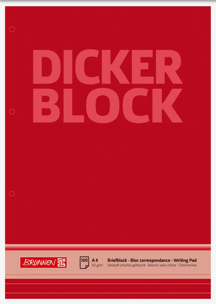 Bloc-notes A4 ligné pour étudiants et bureau BRUNNEN 1052787 noir