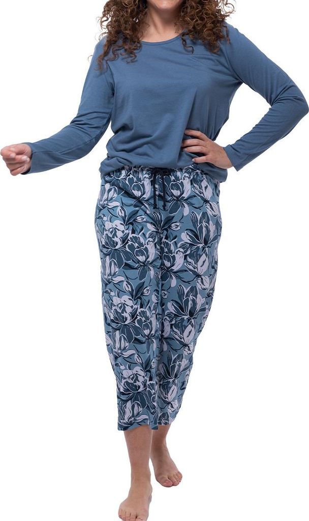 Ammann Night & Home Schlafanzug Set aus Langarm-Shirt und 7/8 Hose, Hautfreundliche und atmungsaktiv