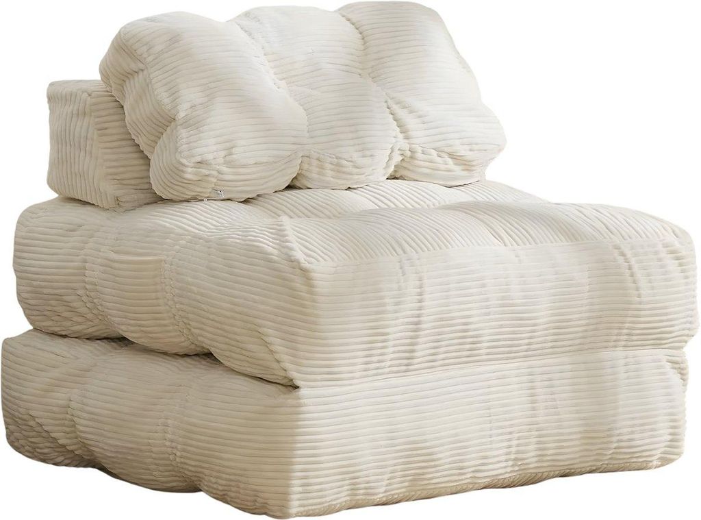 1-Sitzer Schlafsofa – 3-in-1 Klappbarer Schlafsessel mit Kissen – Beige – Multifunktionale Schlafcouch für kleine Räume
