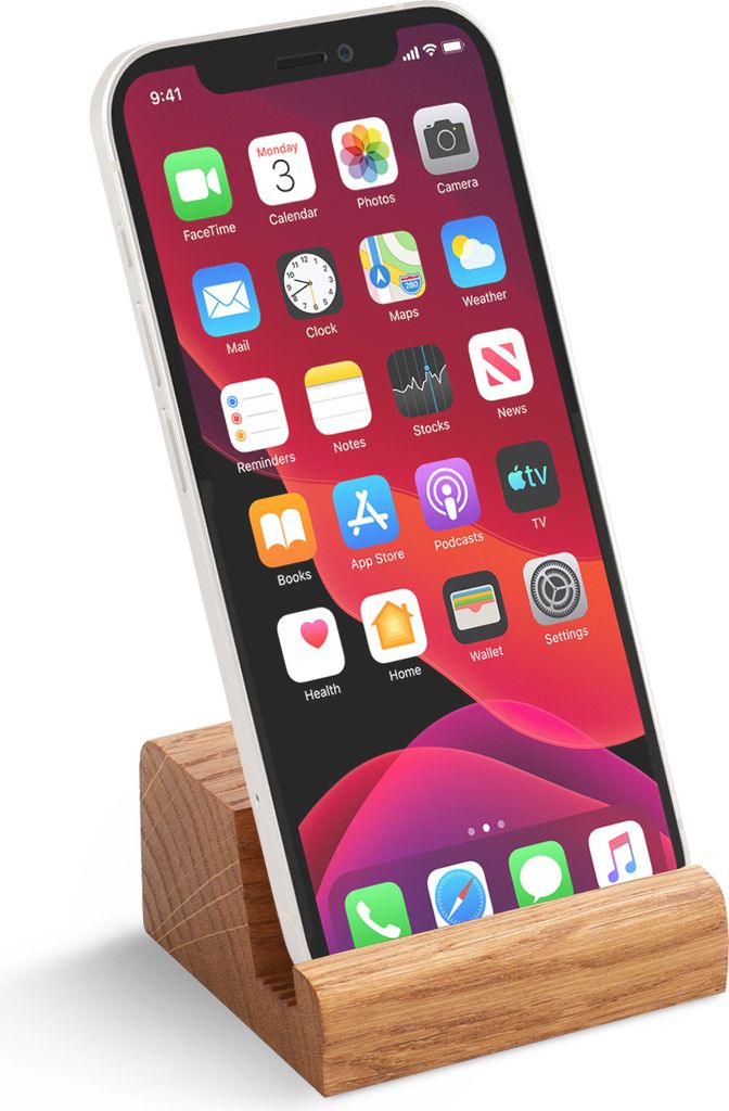 Rikmani Handy Halterung Handyständer iPhone Halter Esche Holz Smartphone Halter
