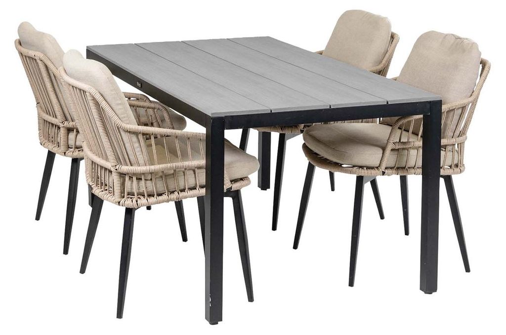 5-teiliges Garten-Set | 4 Isabel Stühle | Limasol Gartentisch | 160 cm