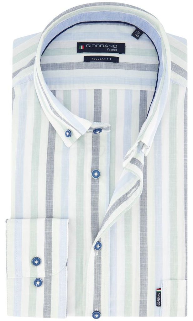 Blau grün gestreiftes Hemd Giordano mit Brusttasche
