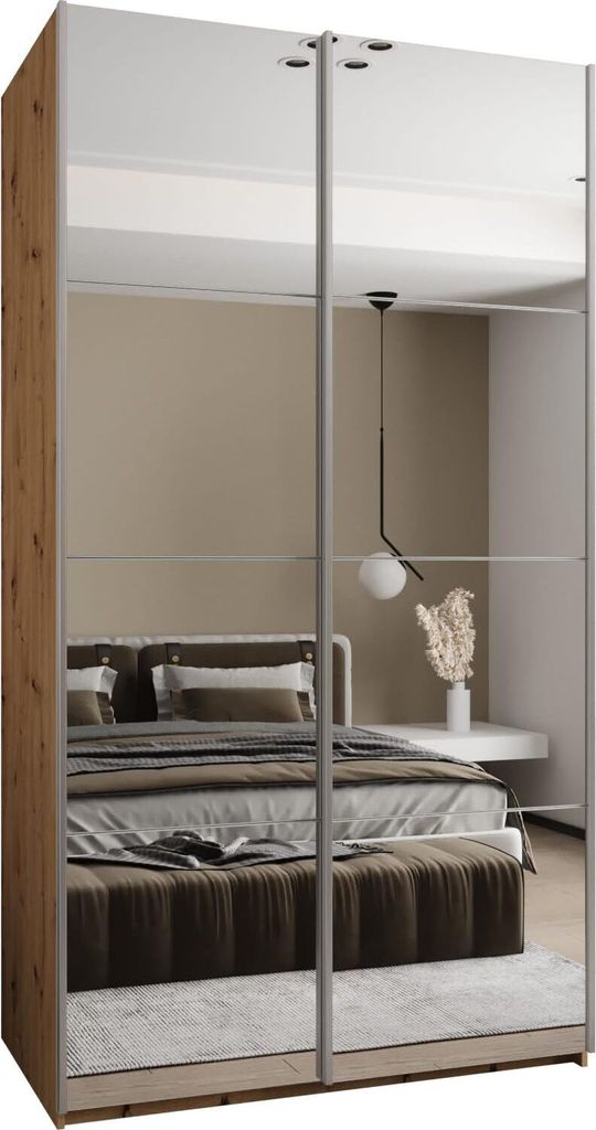 MEBLE KRYSPOL LUX 2 Schrank - 245,5x140x64cm - Artisan, Weiß, Silber
