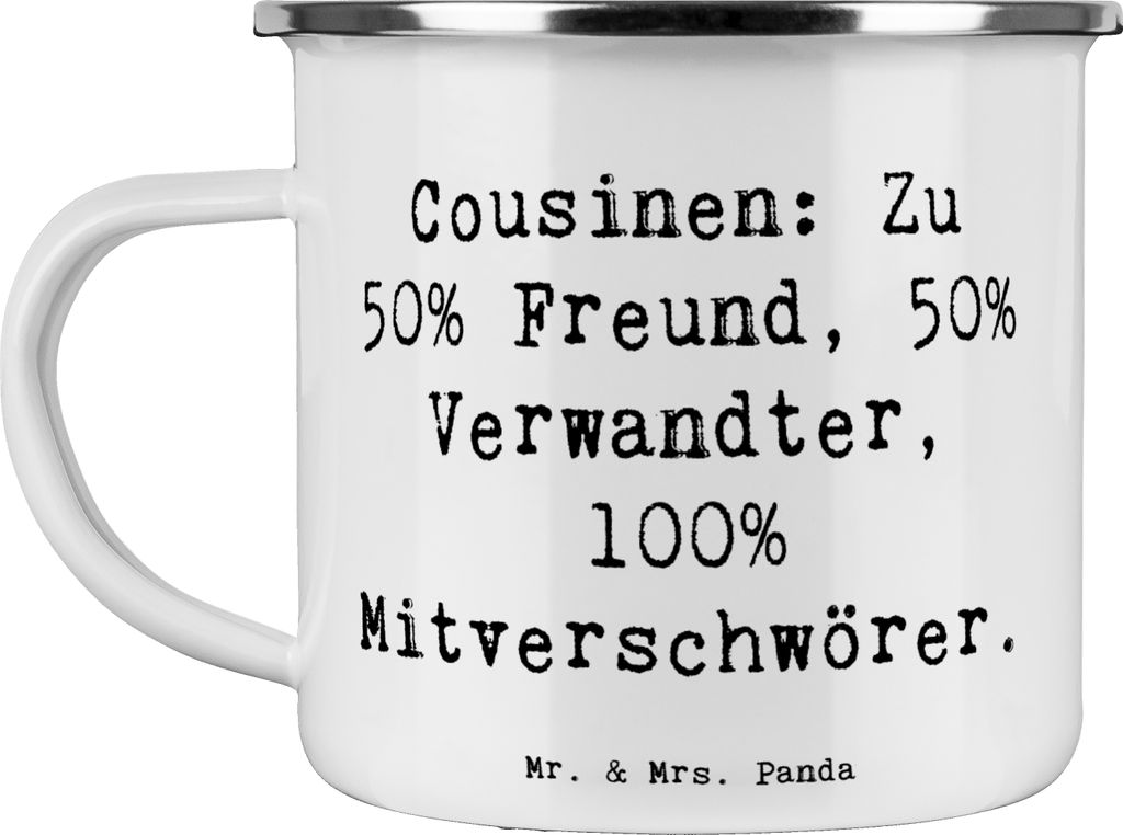 Mr. & Mrs. Panda becher emaille Spruch Cousin Mitverschwörer - Weiß - Geschenk, Teetasse, Jubiläen, Verbündete, Pott, Liebe, Geburtstage, Cousi...