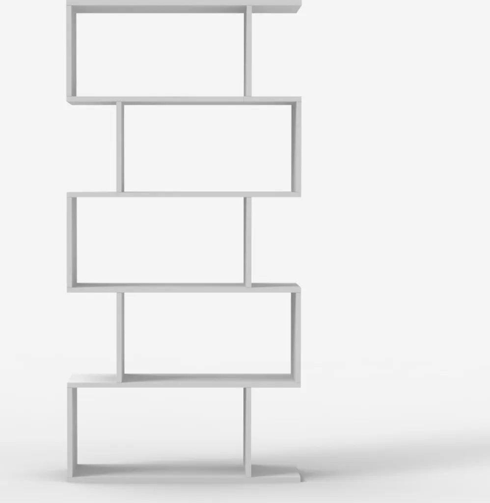 Étagère bois blanc Lexis 5 compartiments rangement vertical design chic