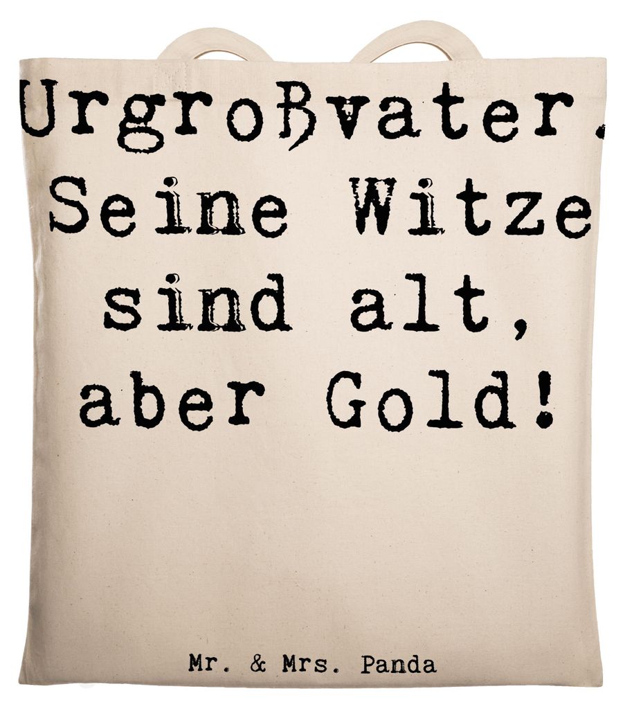 Mr. & Mrs. Panda Einkaufstüte Spruch Urgroßvater Witze - Transparent - Geschenk, Geburtstage, Erbe, Tasche, Familienmitglieder, Tote Bag, Traditi...