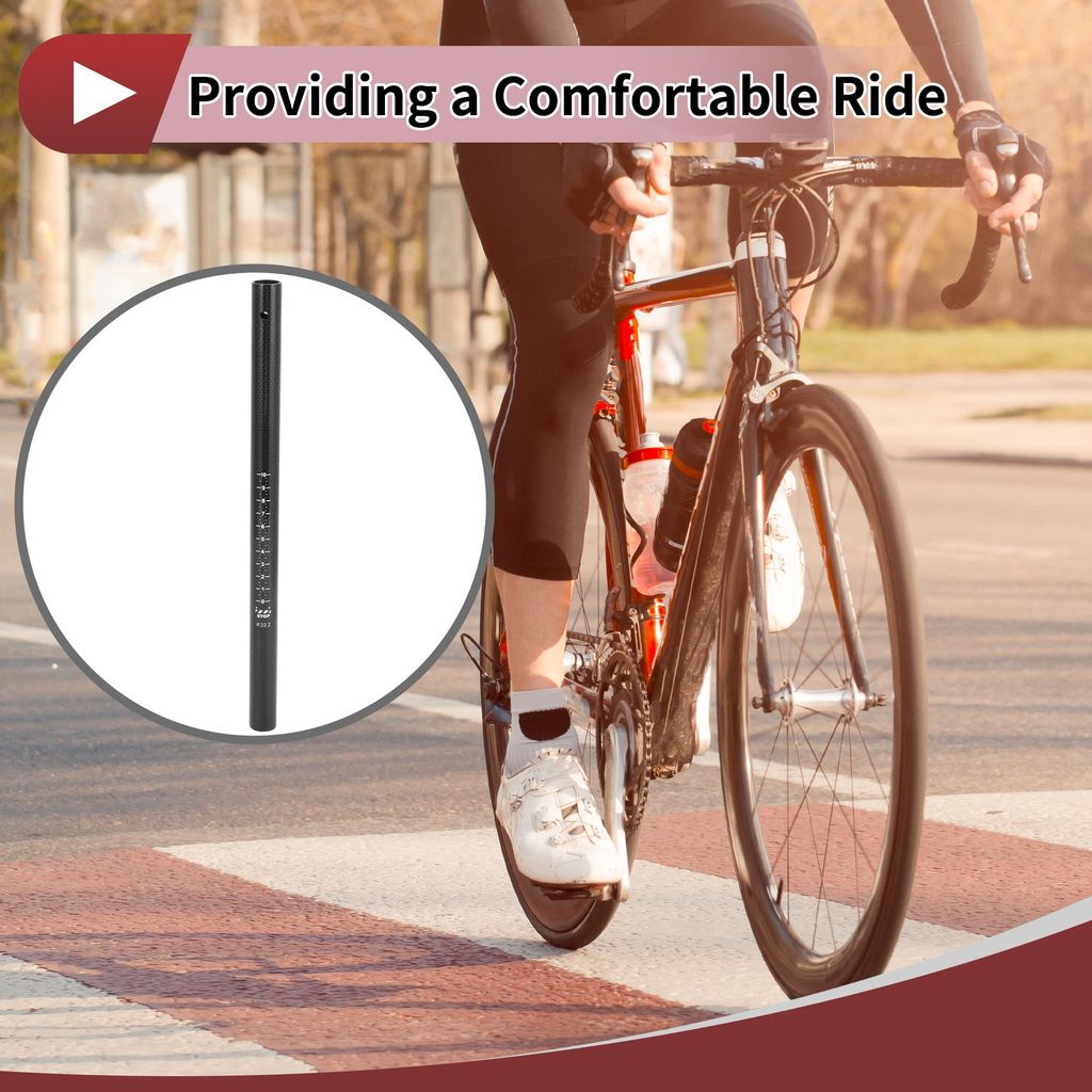 1 Stk. Kinderfahrradsitzteile Fahrrad Sattelstš¹tzen Langlebige Fahrradsattelstš¹tze 22,2x350mm Gl?nzendes Schwarz Kohlefaser