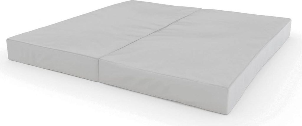 A two-part gymnastics mat on a white background.