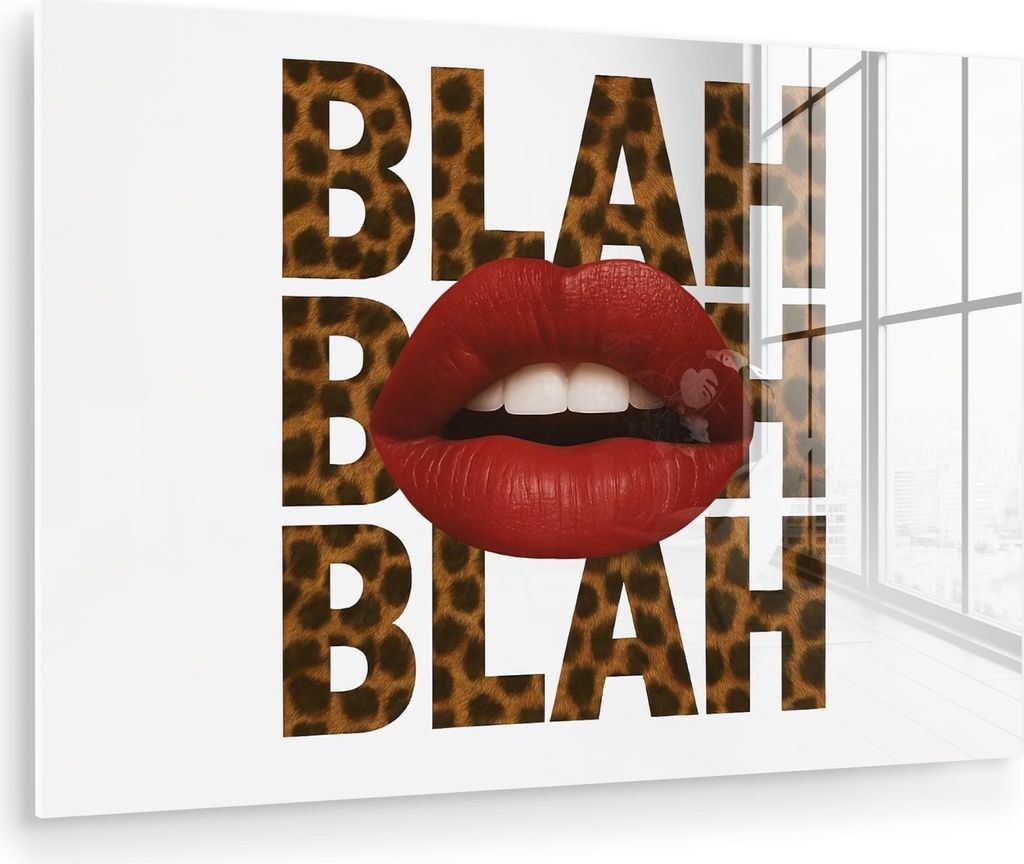 MuchoWow Glasbilder - Bilder auf Wandbild - Foto auf Glas Lippen - Rot - Zitat 120x80 cm Wanddekoration aus Glas - Acrylglasbild - Acrylbilder - Ab...