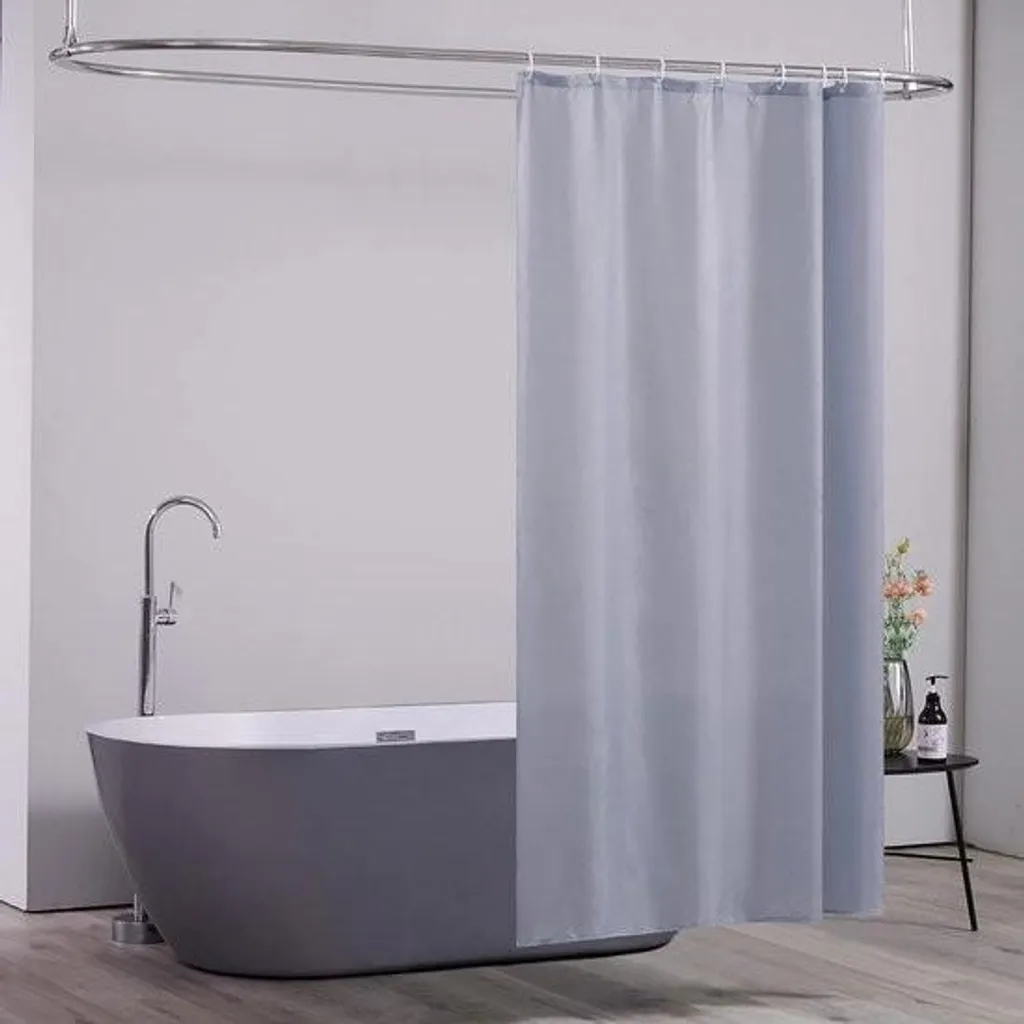 Rideau de douche imperméable en polyester lavable avec crochets