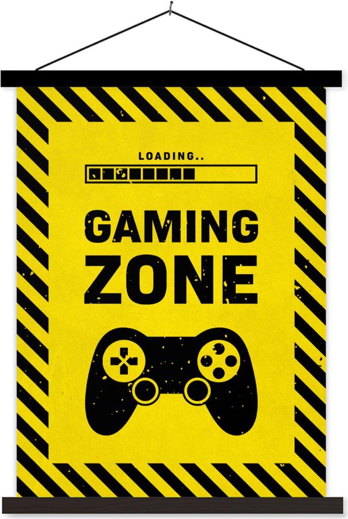 MuchoWow Textilposter Spiele - Zitate - Controller - Spielzone - Spiel 90x120 cm mit schwarzem Rahmen - Dekoration