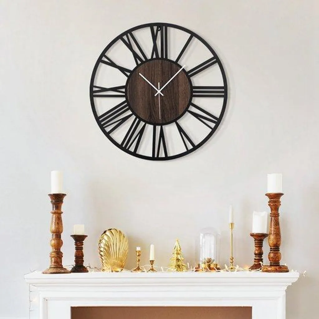 Horloge murale noire silencieuse sans bruit pour un sommeil paisible 34cm