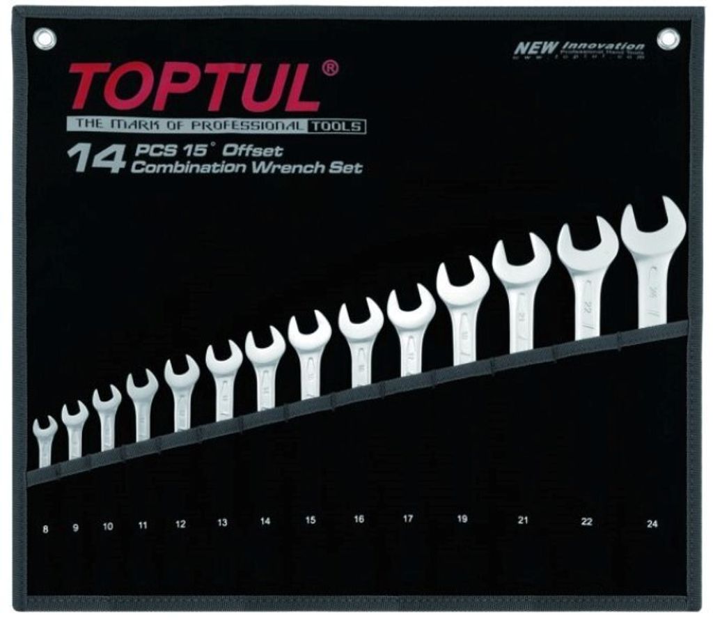 TOPTUL Ring- / Gabelschlüsselsatz GPAB1404 Chrom-Vanadium-Stahl