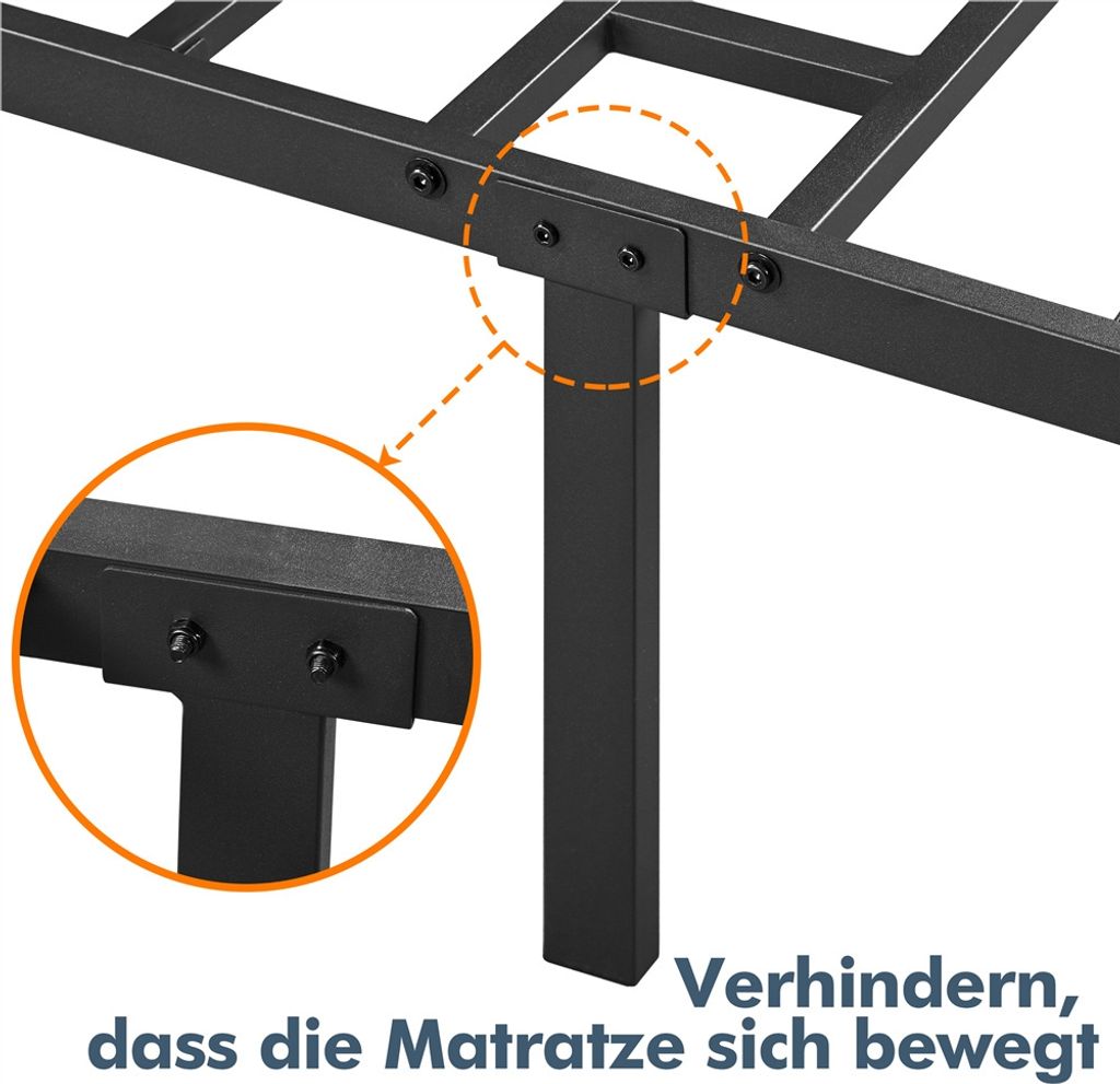 Yaheetech Bettrahmen 36cm H Metallbett mit Lattenrost, Produktbild 6