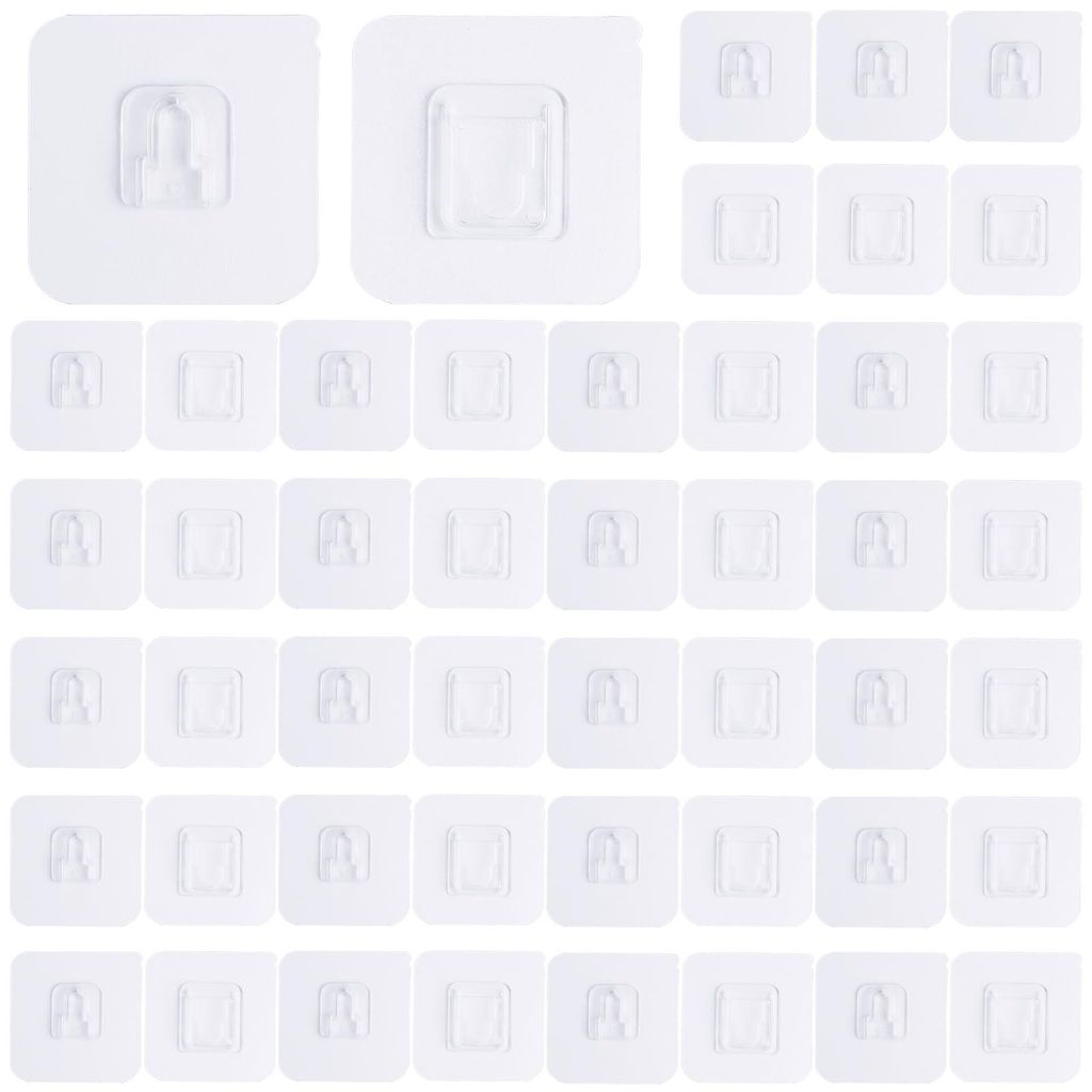 24 Paar doppelseitige, selbstklebende Haken, transparente Wandhaken ohne Bohren, unsichtbare selbstklebende Haken für Bilderrahmen, Küchenutensil...