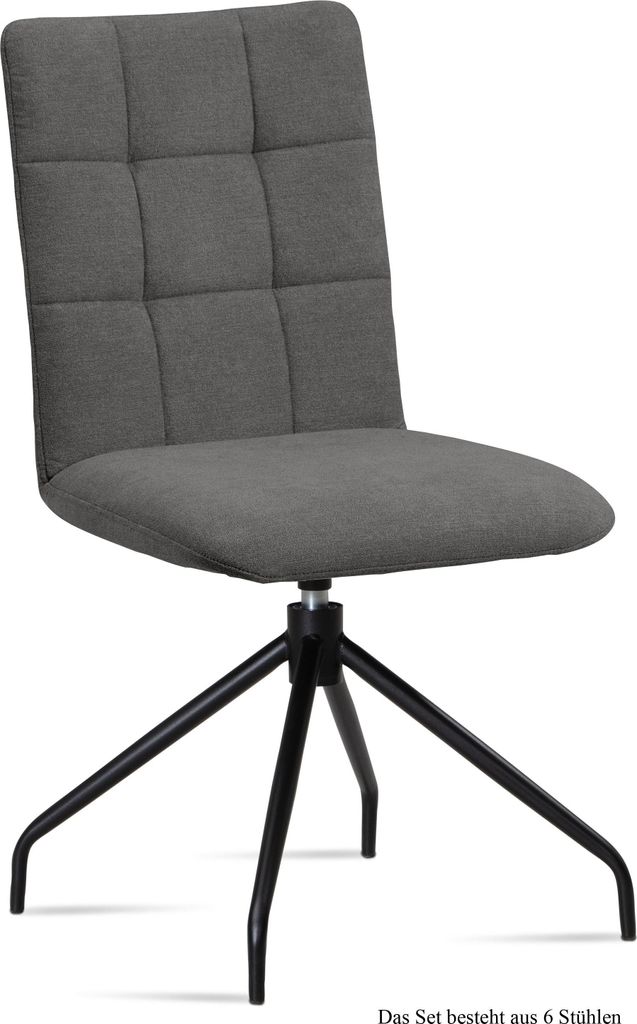 Esszimmerstuhl drehbar (6er-Set) Dolley 47x91x60 Schwarz/Grau