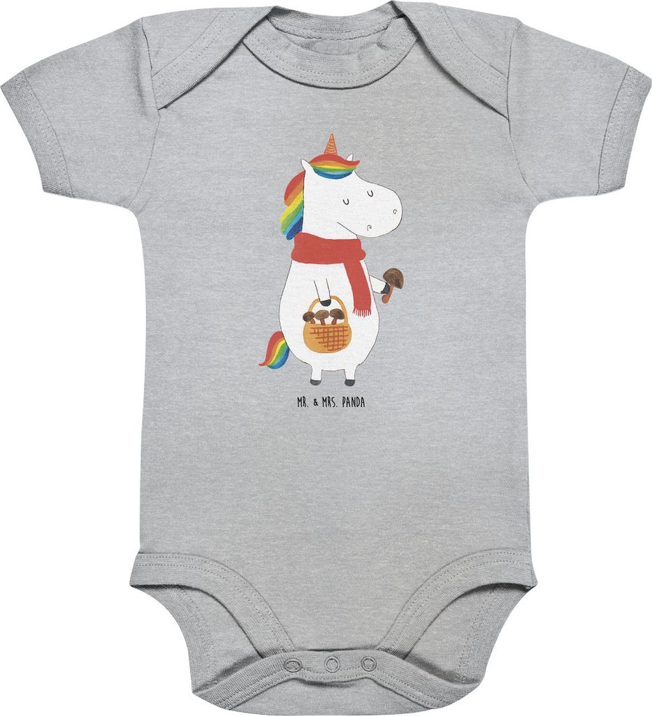 Mr. & Mrs. Panda overall baby Einhorn Pilz 1. - 3. Monat - Heather Grey - Geschenk, Babybody, Einhörner, Strampler, Liebeskummer, Unicorn, babykle...
