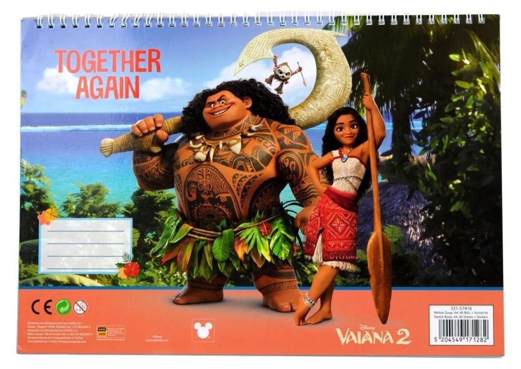 Disney Vaiana Together Again A/4 Spiral-Skizzenbuch mit 40