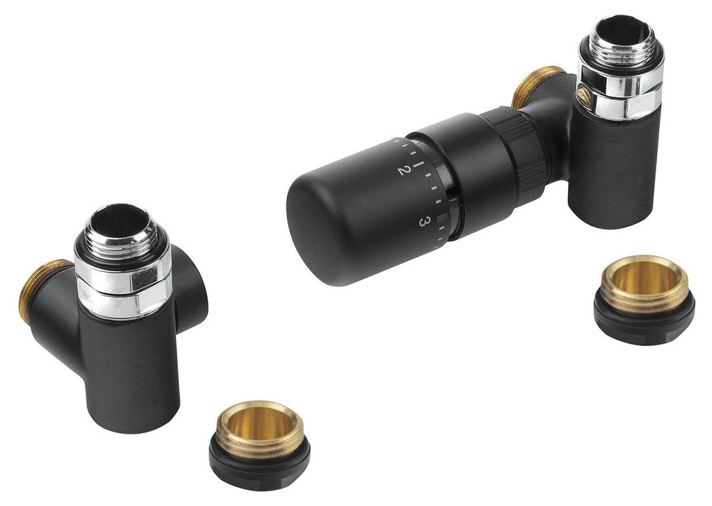 Sapho CORNER COMBI Thermostat-Anschlussgarnitur, rechts, schwarz matt