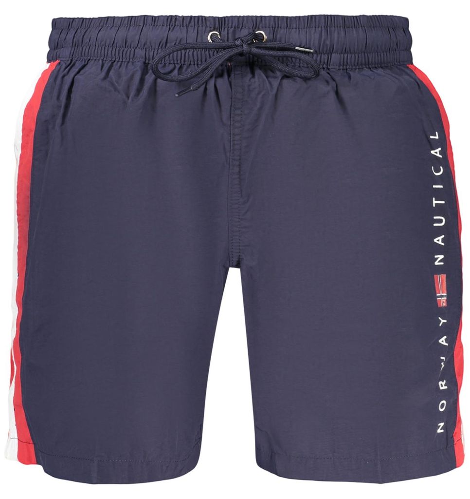 Kostüm Unterteil Herren Blau: Bade-Boxershorts mit Taschen & Print
