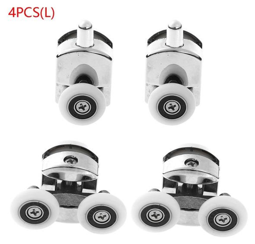 25mm Zinc Alloy Shower Door Roller Pulley Replacement Parts Bathroom Shower Glass Door Hardware Accessories (2 Single Wheels & 2 Double Wheels)