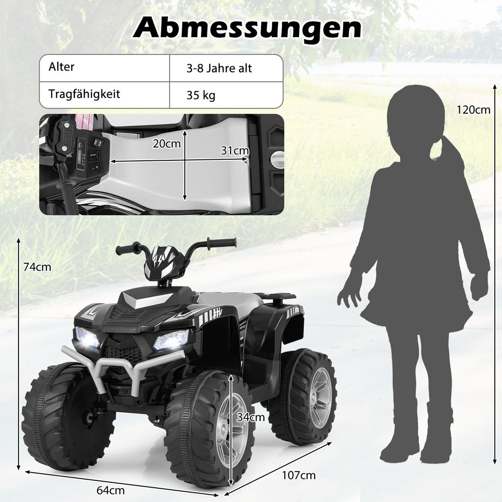 COSTWAY Kinder Quad Elektro 24V 2-zits - Roze Elektrische Kinderquad Met Muziek En Koplampen Voor Kinderen Vanaf 3 Jaar
