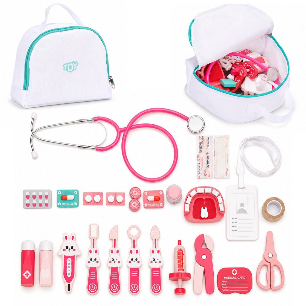 Drevený lekársky set pre deti s taškou, 26 dielov ECOTOYS Obrázok produktu 