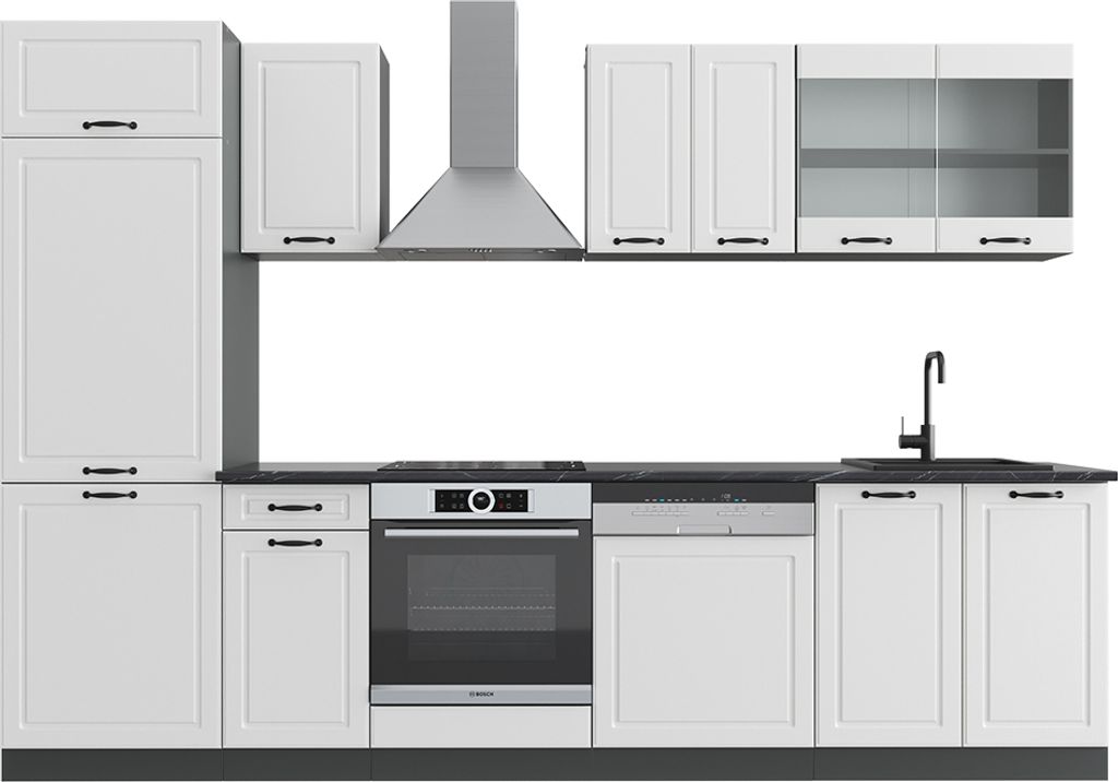 Vicco Küchenzeile R-Line, 300 cm ohne Arbeitsplatte, Weiß Produktbild 