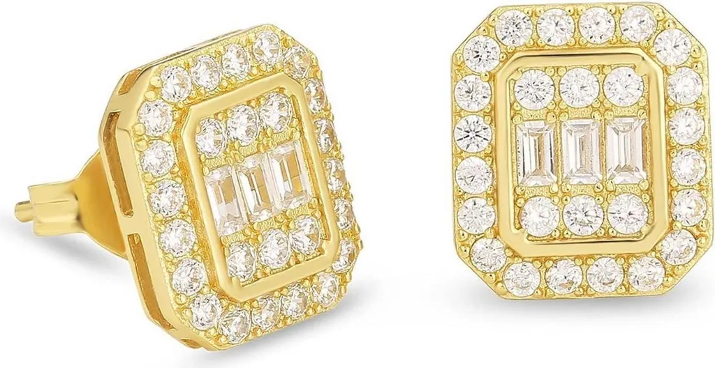Regalo Uomo Orecchini KRKC&CO 10mm - Argento 925 Iced Out 14K