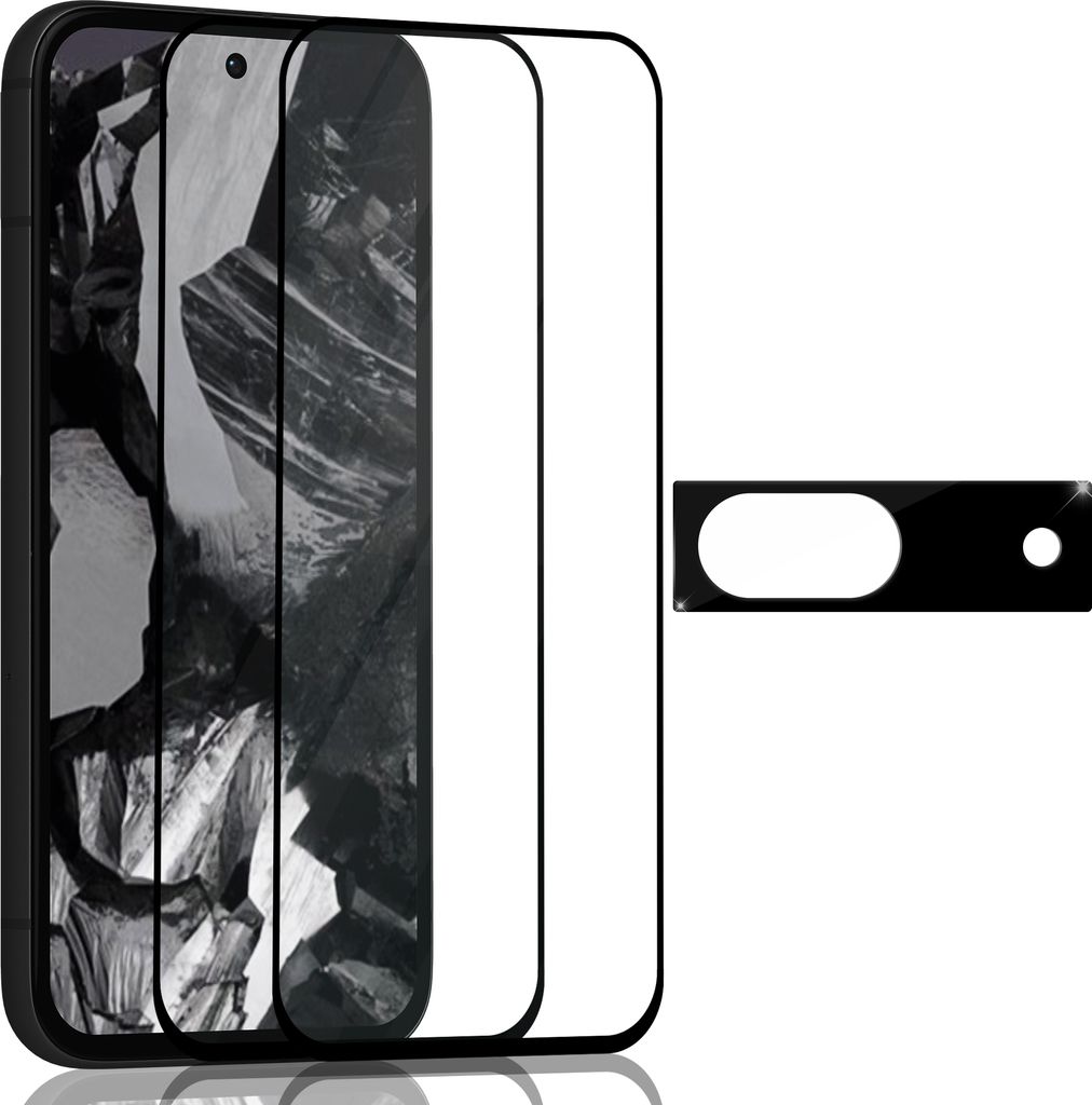 2-Pack Displayschutzfolie für Google Pixel 8A und 1-Pack Linsenschutzfolie – gehärtetes Glas 9H – 3D in Supqualität