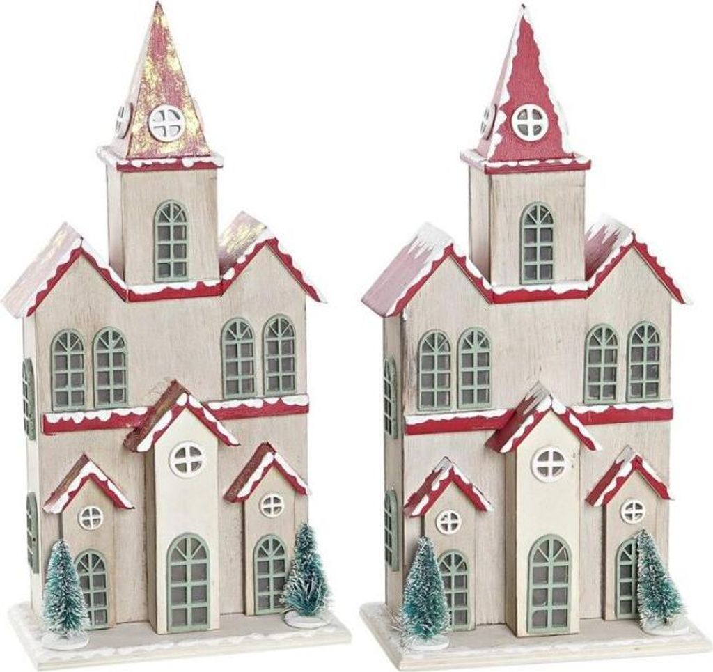 Weihnachtsschmuck DKD Home Decor Haus MDF (13 x 8 x 28 cm) (2 Stück)