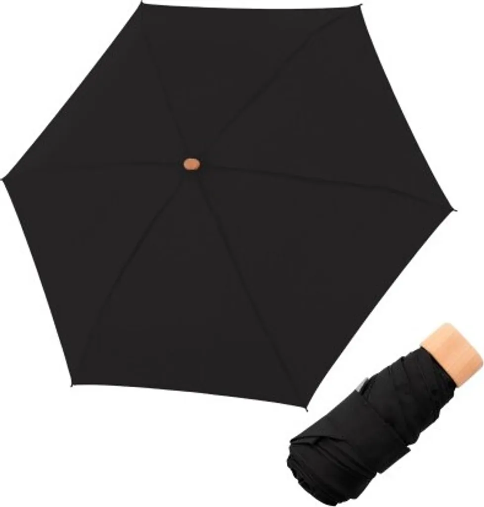 Parapluie de poche doppler Nature Mini Cork Simply Black noir robuste