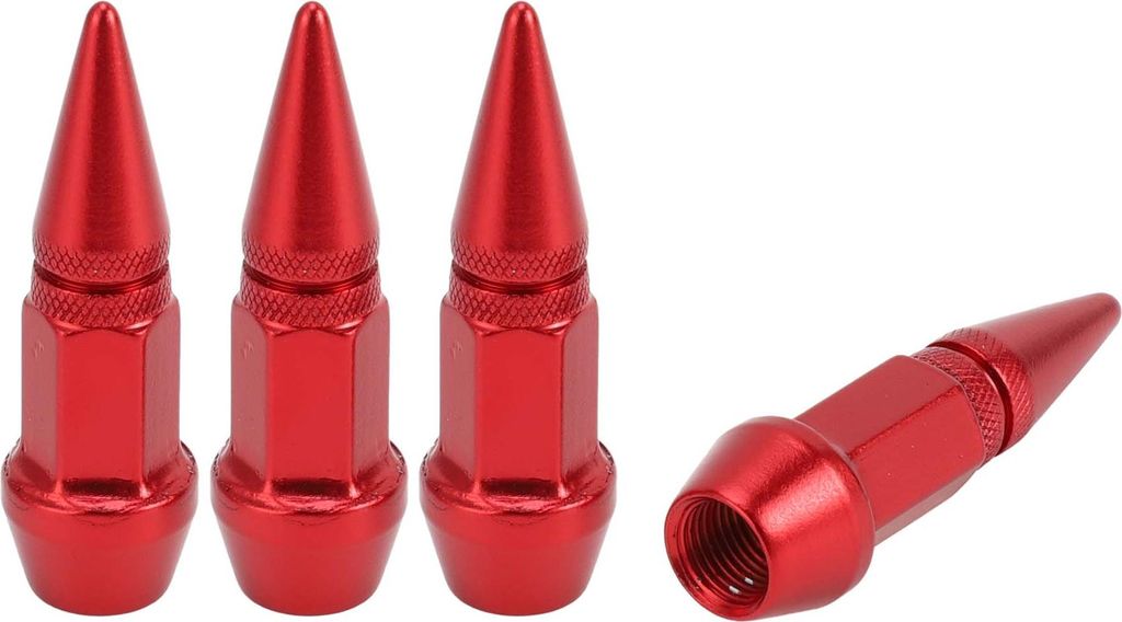 4 Stück Reifenventilkappen, 45x14MM Auto Radventilkappe Universal für Auto Fahrrad Motorrad Anti-Crash Aluminiumlegierung Rote Reifenventilabdeck...