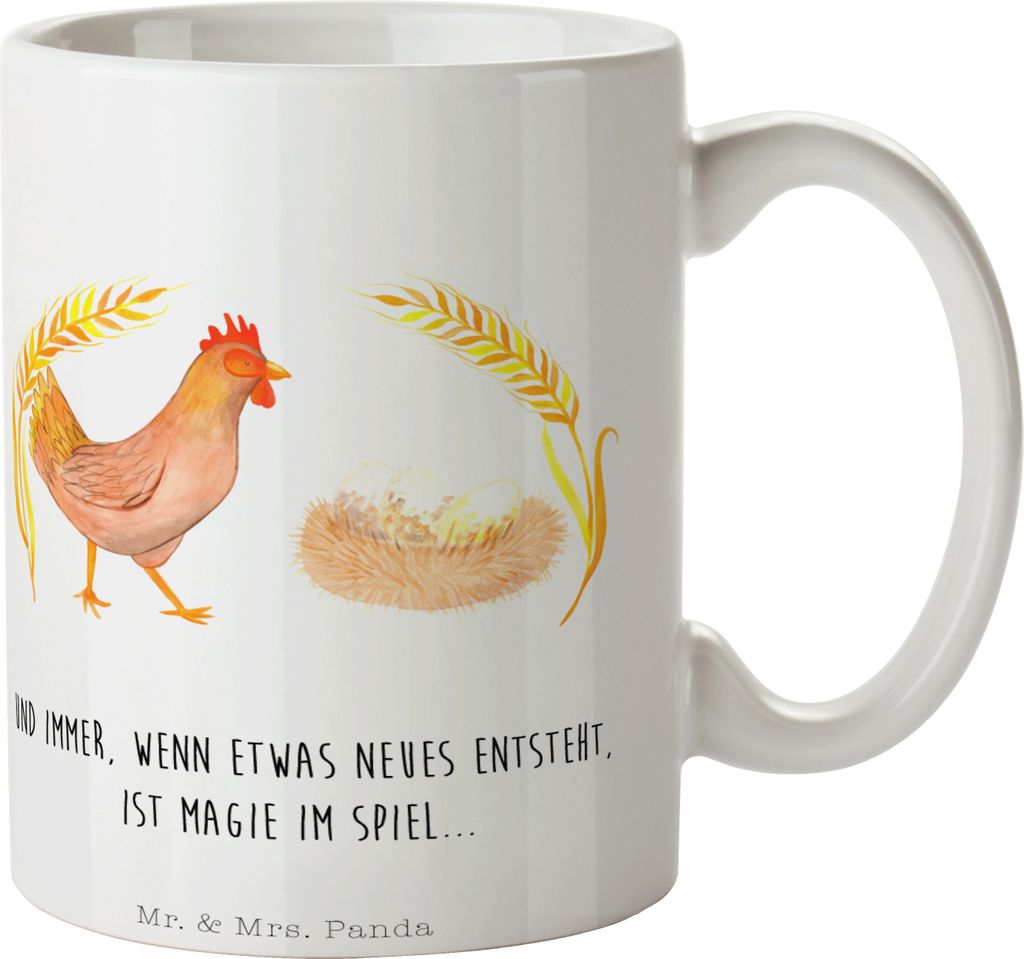 Mr. & Mrs. Panda Trinkbecher Huhn Stolz - Weiß - Geschenk, Kaffeebecher, Becher, Tasse, Eier, Kaffeetasse, Spruch, Hof, Motivation, bedruckt, Baue...