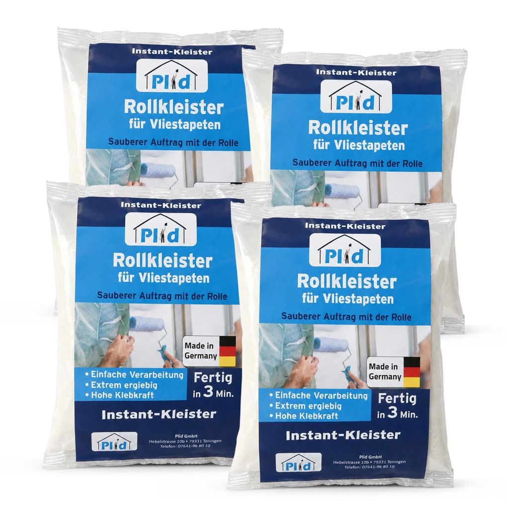 Plid Rollkleister für Vliestapeten, 4 x 200 g, in 3 Minuten Produktbild 
