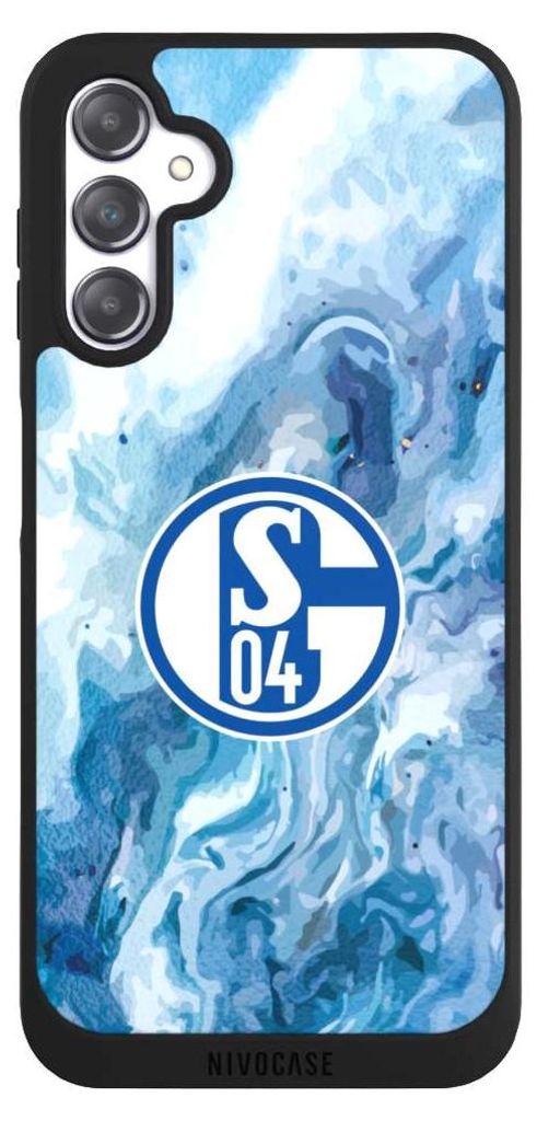 NIVOCASE Handyhülle für Samsung Galaxy A14 5G Hülle NIVOpure Case Schwarz FC Schalke 04 Fanartikel Logo