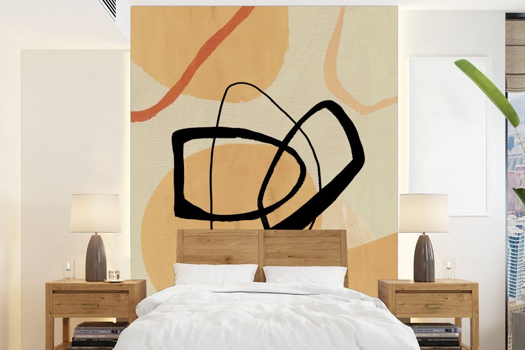 MuchoWow Fototapete für Wohnzimmer oder Schlafzimmer Wandtapete Vinyl Motivtapete Kunst - Geometrische Formen - Abstrakt - 175x240 cm - Schlafzi...