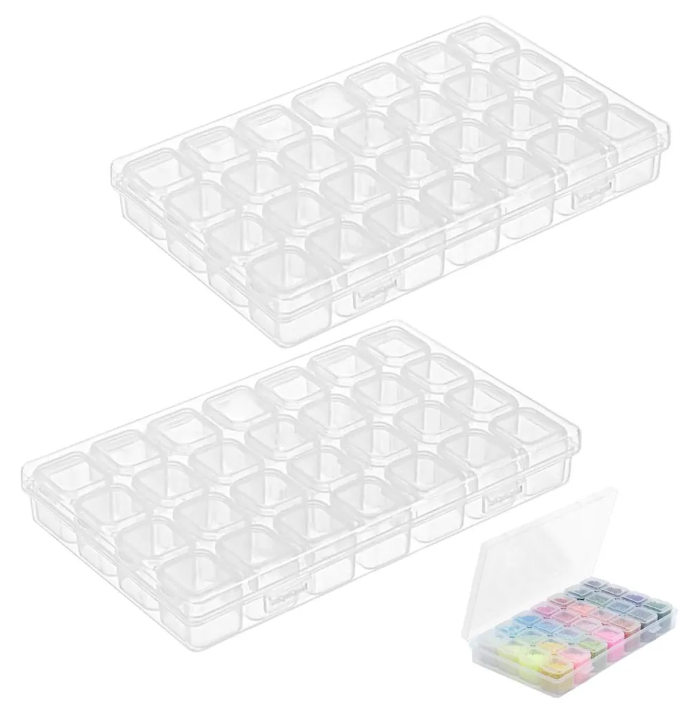 Boîte de tri 17,5 cm avec 28 compartiments pour strass et peinture