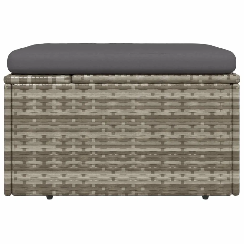 Tabouret extérieur en polyrotin résistant gris avec coussin de siège - 12
