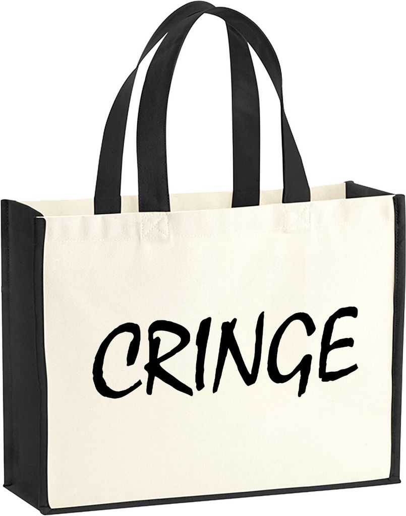 Huuraa Jutetasche Cringe Jugendwort 21 Liter Black Jute und Baumwolle Einkaufstasche Geschenkidee