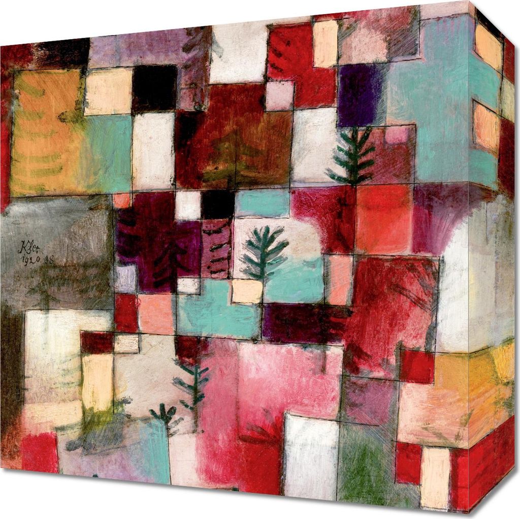 Bild 30x30cm Rot Grün, Paul Klee Vintage für das Wohnzimmer