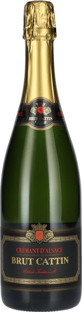 A bottle of Crémant d'Alsace Brut Cattin.