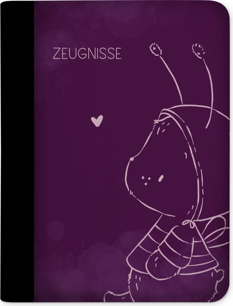 Kinder Zeugnismappe, Zeugnis Ordner A4, Hummel Bär lila