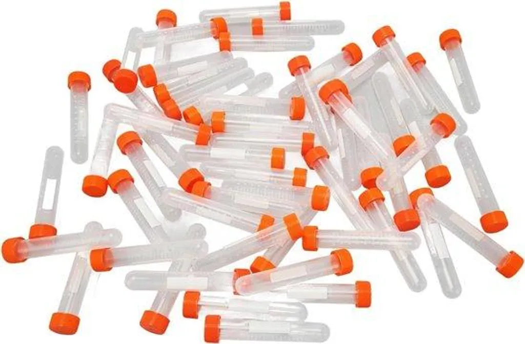 Tubes à essai 10ml avec bouchons à vis - Lot de 100 tubes coniques