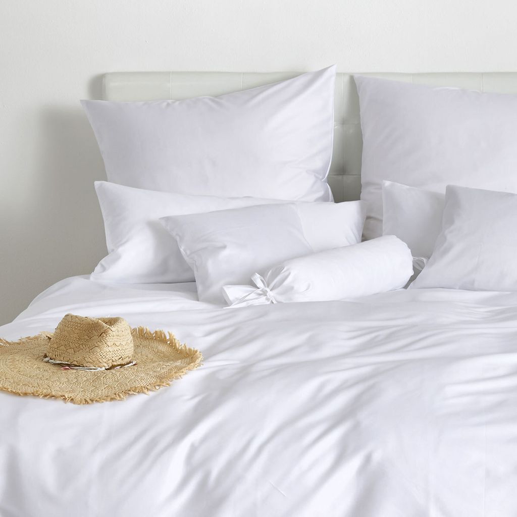 Traumschlaf Uni Mako-Satin Kissenbezüge 40x60 cm weiss
