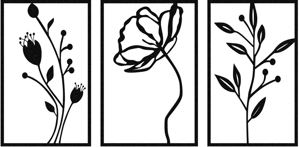 Wallity Flowers Décoration en Métal Noir Robuste et Silhouette Florale - 5