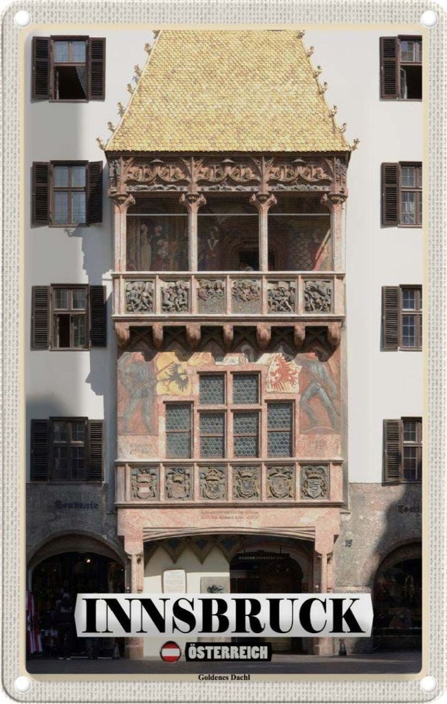 vianmo Blechschild 30x20 cm Innsbruck Österreich Goldenes Dachl Bildmotiv Reisemotiv Abenteuer Reisen Urlaub