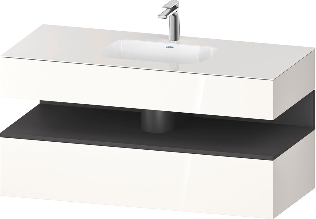 Duravit Qatego Einbauwaschtisch mit Konsolenwaschtischunterbau, 1200x550x600mm, Nische Graphit Matt, QA4787049220000