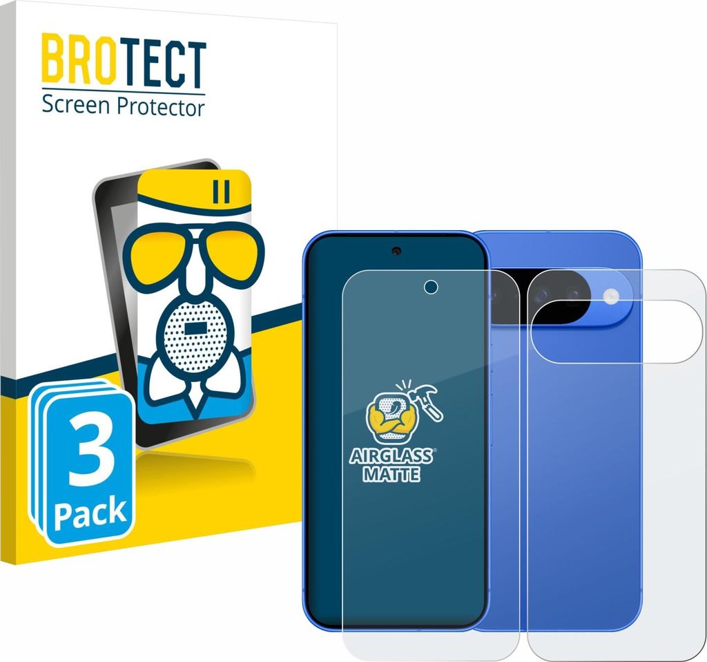3x BROTECT Entspiegelungs Schutzglas für Google Pixel 10 (Display+Rückseite) Schutzfolie Panzer Folie Glas Display Schutz matt