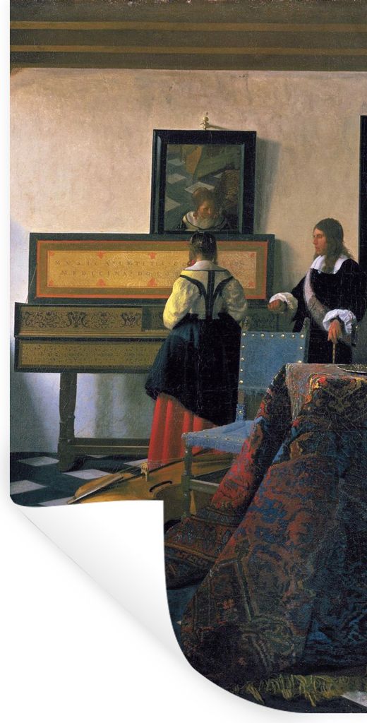 MuchoWow Wandtattoo Wandsticker Wandaufkleber Die Musikstunde - Johannes Vermeer 80x160 cm Selbstklebend und Repositionierbar - Sticker - Dekorfolie